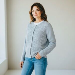 Irelandeye Gray Cable Knit Women's Sweater wool/cashmere side small